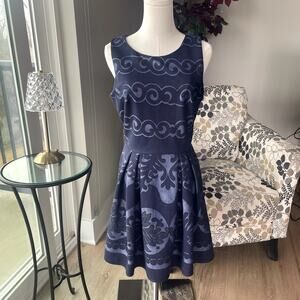 Altar'd State Blue Fit & Flare Pleated Dress Sz M